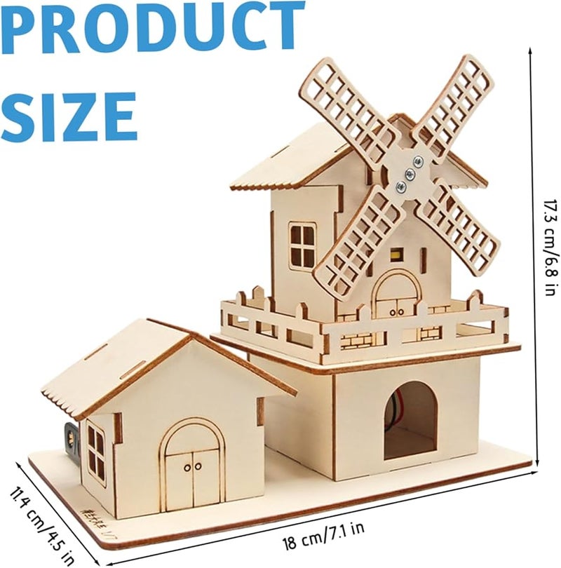 منزل الطاحونة الهوائية لعبة ألغاز خشبية ثلاثية الأبعاد تعليمية للبناء للأطفال - Image 4